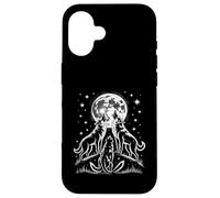 Custodia per iPhone 16 Lupi divertenti che ululano alla luna sotto le stelle