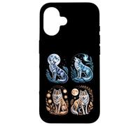 Custodia per iPhone 16 Lupi mistici Ululando Luna Divertente Fantasy Wildlife