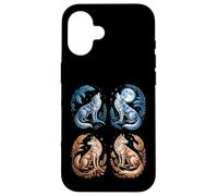 Custodia per iPhone 16 Lupi mistici Ululando Luna Divertente Fantasy Wildlife