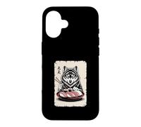 Custodia per iPhone 16 Lupo Mangiare Sushi Giapponese Ramen Anime