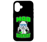 Custodia per iPhone 16 Mad Scientist Panda Bear, divertente animale, fanatico della scienza STEM