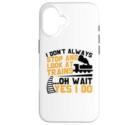 Custodia per iPhone 16 Maglietta da treno per ragazzi Stop and Look e treni