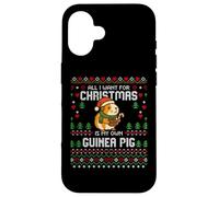 Custodia per iPhone 16 Maglione natalizio Dear Santa Guinea Pigs Christmas Ugly