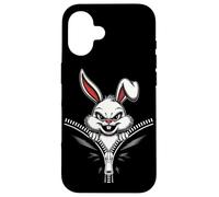 Custodia per iPhone 16 Malvagio Bunny Zipper Bocca Creepy Cute Rabbit Per Uomo Donna