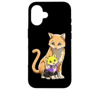 Custodia per iPhone 16 Mamma Gatta Queer Non Binaria Che Protegge Il Suo Piccolo