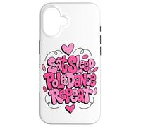Custodia per iPhone 16 Mangiare Dormire Pole Dance Ripeti Groovy Divertimento