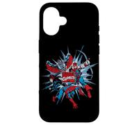 Custodia per iPhone 16 Marvel Comics Falcon Hawkeye Black Widow Spider-Man
