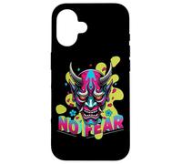 Custodia per iPhone 16 Maschera giapponese Oni Cyberpunk Demone Samurai Streetwear Art