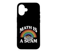Custodia per iPhone 16 Math Is A Scam Retro Rainbow Exploding Calculator Sarcasm