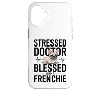 Custodia per iPhone 16 Medico stressato benedetto con un cane Frenchie