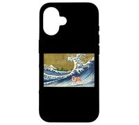 Custodia per iPhone 16 Mens Funny Retro Vintage Surfing Great Wave English Bulldog