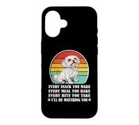 Custodia per iPhone 16 Mens Womens Funny Every Snack Watching You Maltese Lover