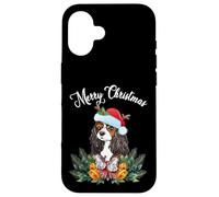 Custodia per iPhone 16 Mens Womens Kids Merry Christmas Santa Cavalier Dog Mom