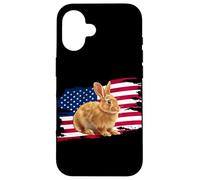 Custodia per iPhone 16 Mens Womens Patriotic USA American Flag 4th July Bunny Lover
