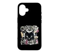 Custodia per iPhone 16 Midnight Mischief Black Cat, design grunge punk