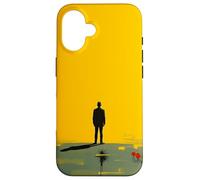 Custodia per iPhone 16 Minimal Yellow Horizon Figura Solitaria Astratta Paesaggio Arte