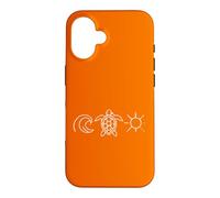 Custodia per iPhone 16 Minimalist Sea Turtle Ocean Wave Sun Coastal Beach Line Art
