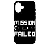 Custodia per iPhone 16 Missione fallita batteria scarica Gamer Joke Console di gioco Umorismo