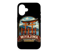 Custodia per iPhone 16 Miyajima Hiroshima Giappone Torii Santuario Arte