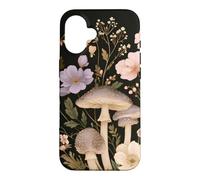 Custodia per iPhone 16 Modello di fiori scuri e funghi velenosi