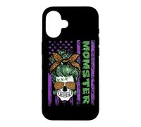 Custodia per iPhone 16 Momster America Flag Skull Mom Leopard Monster Halloween