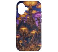 Custodia per iPhone 16 Mondo delle fate di fantasia del villaggio dei funghi magici