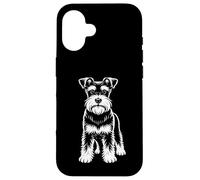 Custodia per iPhone 16 Monocromatico Miniature Schnauzer Dog Full Body Art Design Icona
