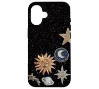 Custodia per iPhone 16 Mosaico celeste di mezzanotte vintage Cosmic Sun Trendy Y2K