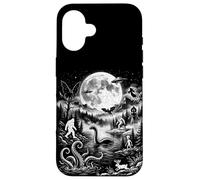 Custodia per iPhone 16 Mostri leggendari sotto la luna Folklore Paranormale