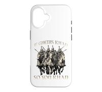 Custodia per iPhone 16 Motivo umoristico di Gengis Khan Impero Mongolo Equitazione