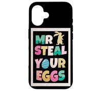Custodia per iPhone 16 Mr Steal Your Eggs Coniglio Divertente Pasqua Domenica Uovo Pasqua
