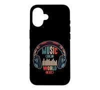 Custodia per iPhone 16 Music On World Off Cuffie Retro Soundwave