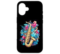 Custodia per iPhone 16 Musicista ispirato al jazz amante del sax