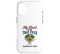 Custodia per iPhone 16 My Heart Is On That Field Baseball Mom Proud Game