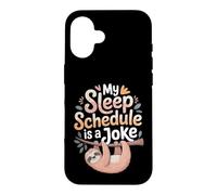 Custodia per iPhone 16 My Sleep Schedule Is A Joke Notturno stanco -