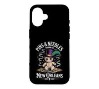 Custodia per iPhone 16 Mystical Voodoo Doll New Orleans Pins and Needles Art