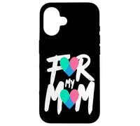 Custodia per iPhone 16 Nastro a forma di cuore per la sensibilizzazione sul cancro alla tiroide per la mia mamma
