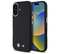 Custodia per iPhone 16 nera rigida con avvolgimento completo in metallo BMW