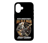 Custodia per iPhone 16 Never Underestimate an Old Man with A Bass Guitar Player Dad
