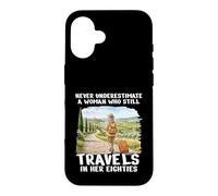 Custodia per iPhone 16 Never Underestimate Woman 80s Anni Ottanta Travel Design