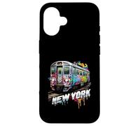 Custodia per iPhone 16 New York Treno Graffiti Style NYC Metropolitana
