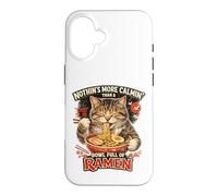 Custodia per iPhone 16 Niente è più rilassante di una ciotola piena di ramen Funny Cat