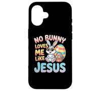 Custodia per iPhone 16 No Bunny Loves Me Like Jesus Easter Christian Boys Kids Men