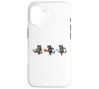 Custodia per iPhone 16 No Kings, gatto che prende a calci la corona, arancione, carino gattino, protesta