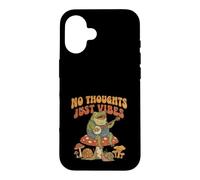Custodia per iPhone 16 No Thoughts Just Vibes Frog Mindfulness Meditation Mushroom