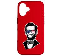 Custodia per iPhone 16 Occhiali da sole Abraham Lincoln USA