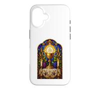 Custodia per iPhone 16 Opera d'arte a mosaico gotico cattolico calice ed eucaristia