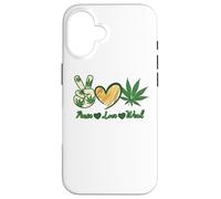 Custodia per iPhone 16 Pace Amore Erba Marijuana Cannabis Retro Vintage