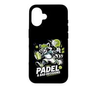 Custodia per iPhone 16 Padel e decisioni sbagliate Divertente Raccoon Match