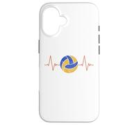 Custodia per iPhone 16 Pallavolo Battito cardiaco - Palla ECG Pulse Distressed Design
